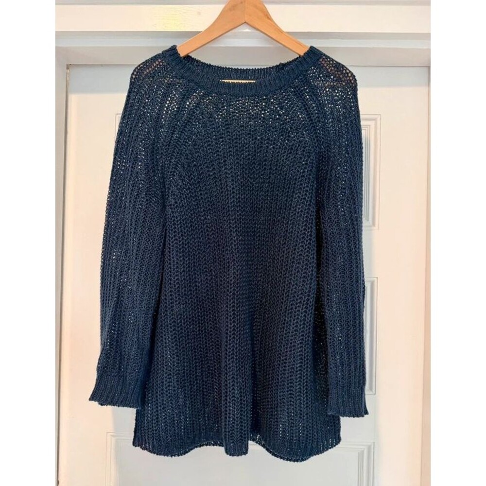 J.Crew open weave 100% linen fisherman sweater - women’s xl